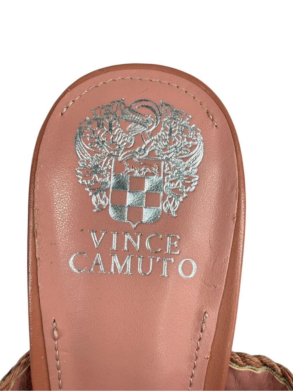 Vince Camuto Carindil Blush Woven Block Heel Slide Sandals 9.5M